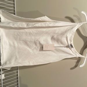 Ladies white linen blend tank